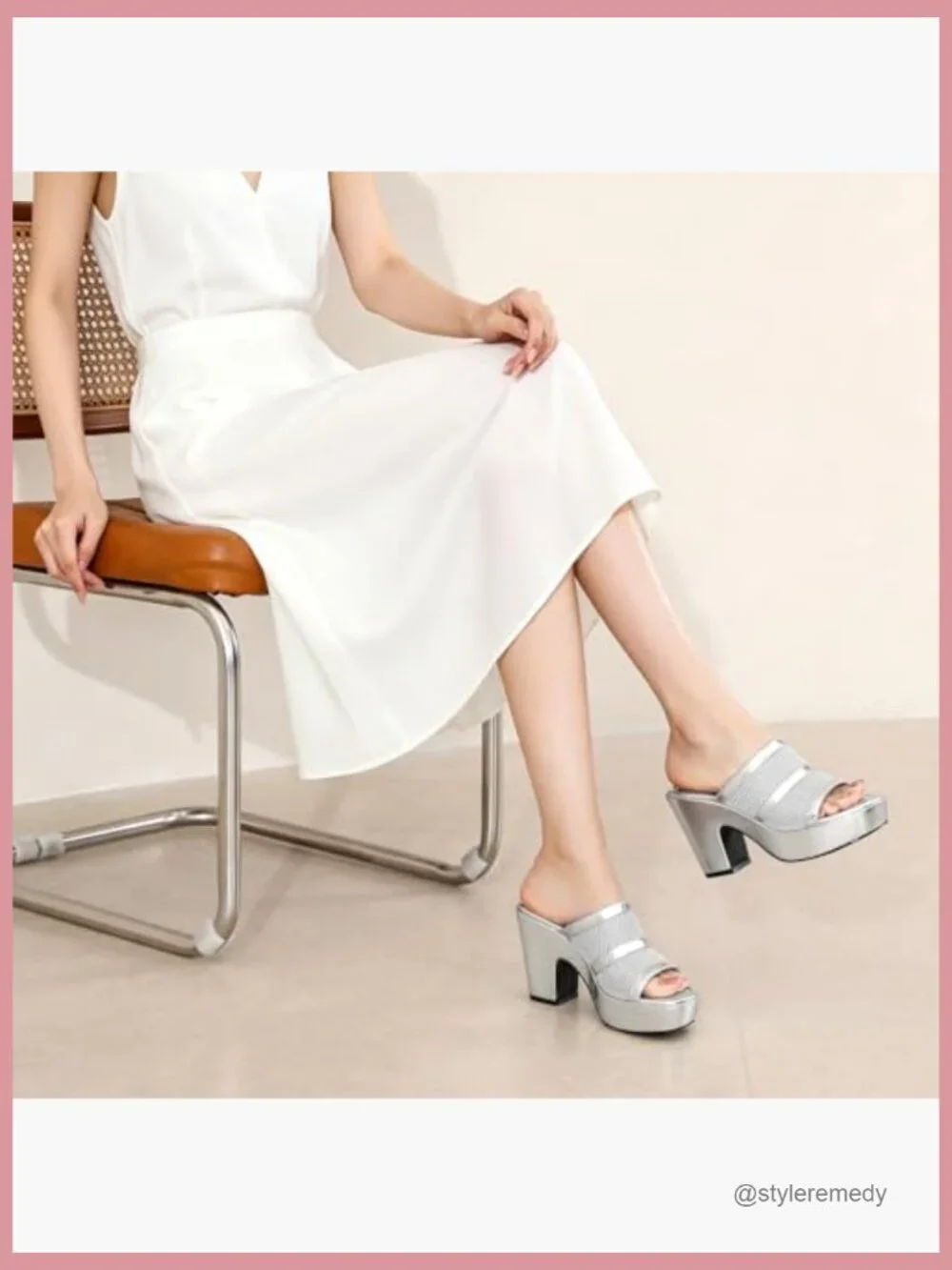 Platform Wedge Sandals Open Toe Mesh Knit Slip On Chunky High Heel Dressy